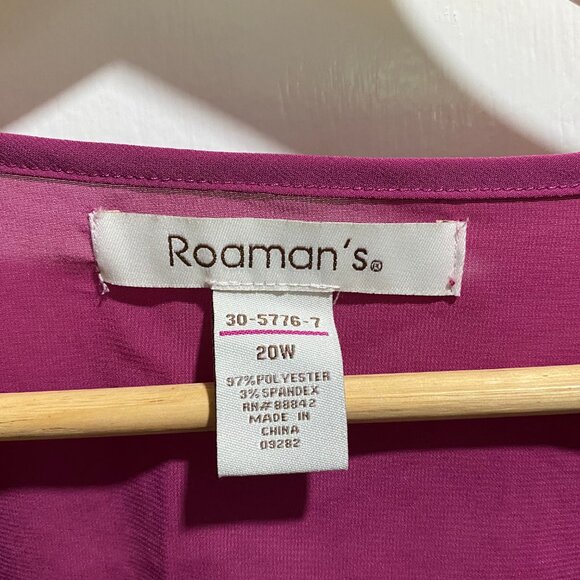 (7) Raspberry Ruffles Puff Sl. Valentines Boho Office Barbiecore Top Blouse 20W - Picture 6 of 7